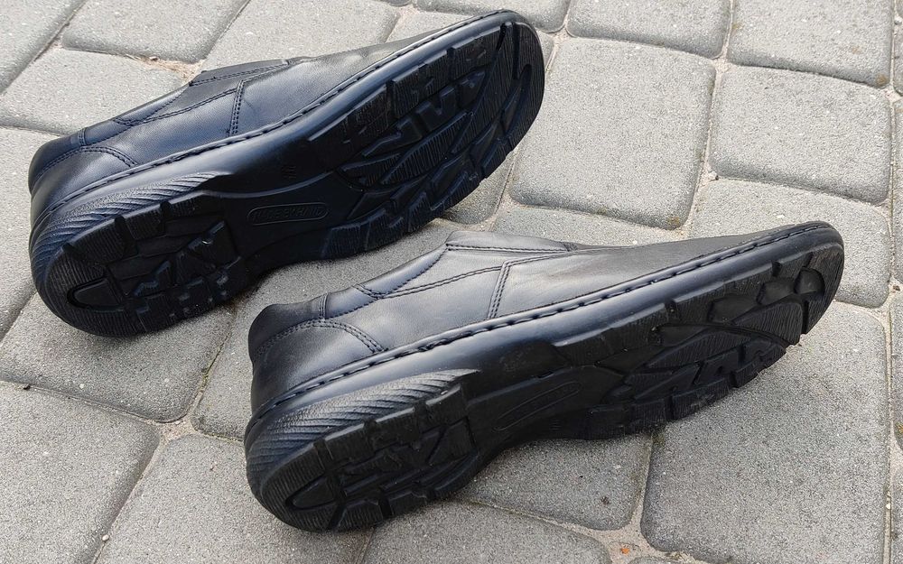 Buty skórzane męskie Łukbut półbuty mokasyny czarne 44