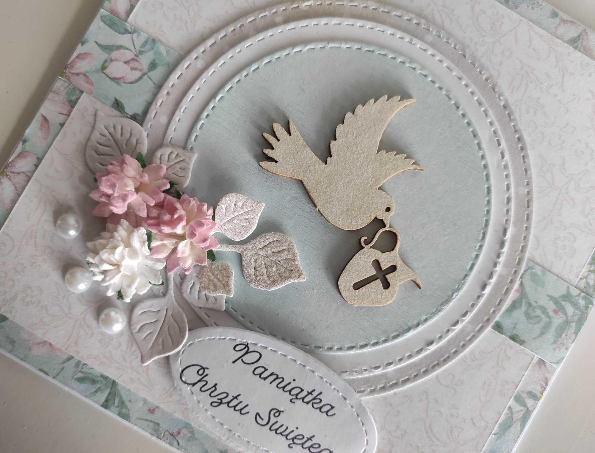 Kartka ręcznie robiona na Chrzest Święty w pudełku handmade