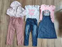 Zestaw 6 szt bluza dresy t-shirt sukienka jeansy 122
