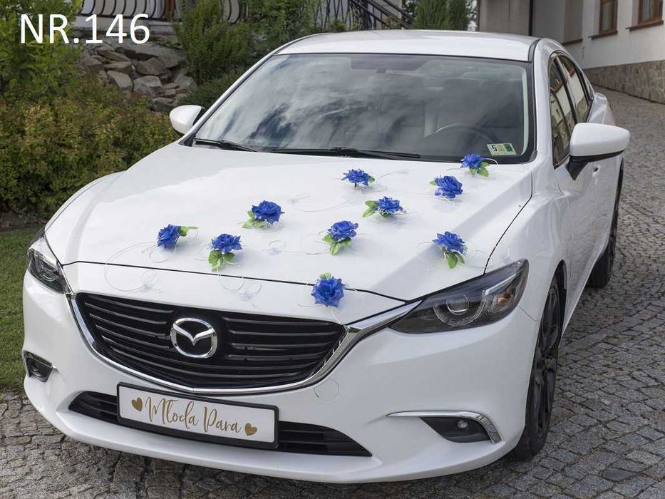 Piękna GRANATOWA dekoracja na samochód WESELNY Ozdoba nr 146