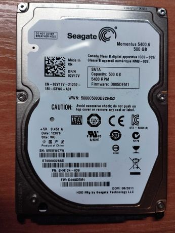 Dysk Seagate Momentus 5400.6 - 500 GB; SATA 2,5"