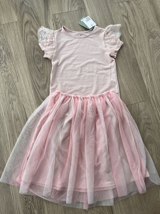 NOWY z metką zestaw: bluzeczka i spodniczka tiulowa, r.134/140, H&M
