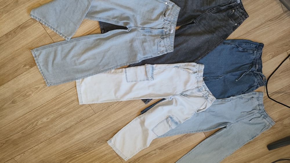 Zestaw paka ubrań jeansy wide leg i sweter sinsay hm pepco 146