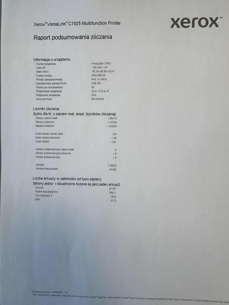 XEROX VersaLink C7025