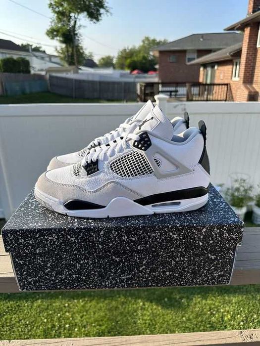 Nike Air Jordan 4 Retro Militar Negro Blanco Para Hombre 38