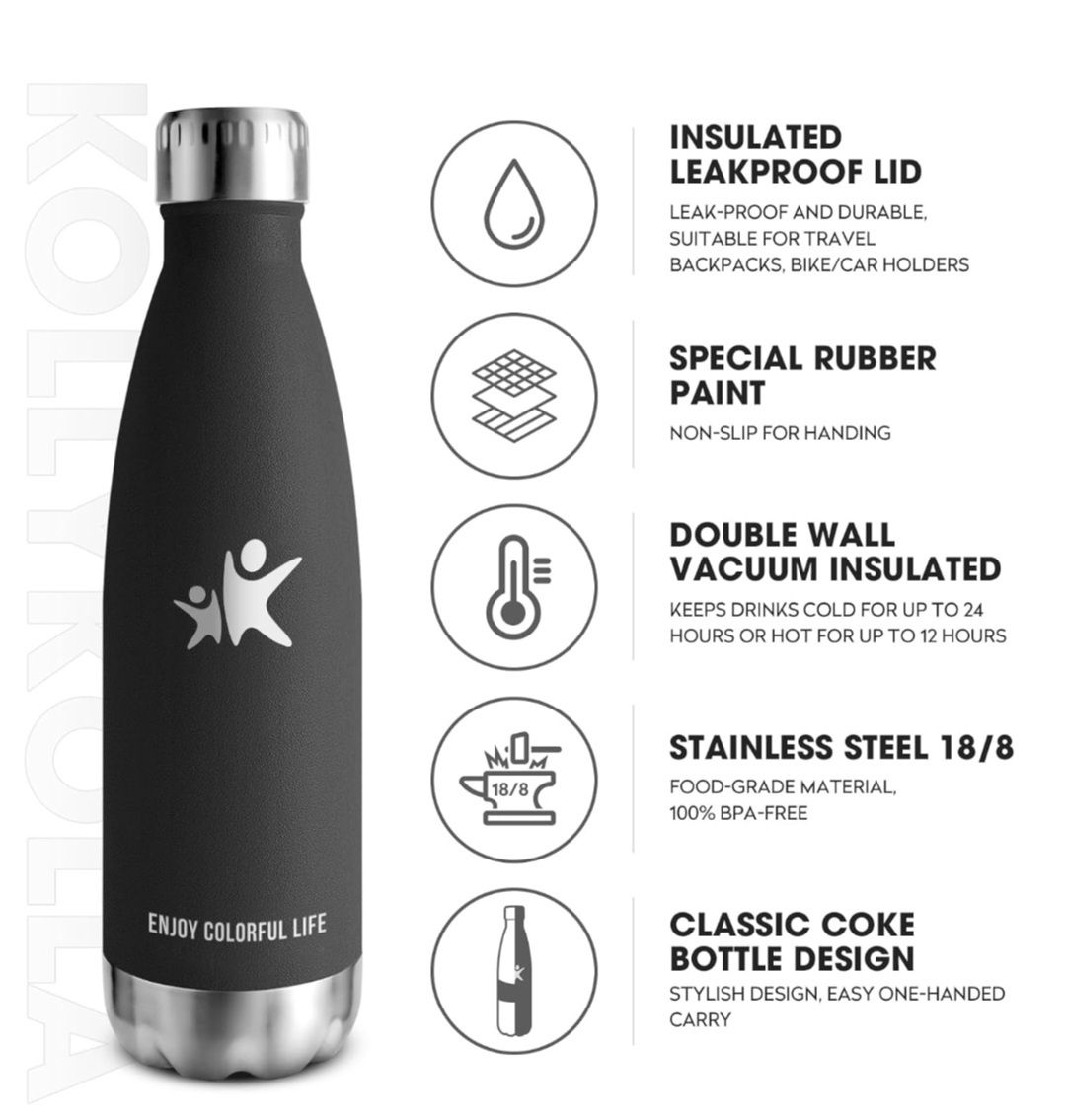 KollyKolla Butelka na wodę ze stali nierdzewnej izolowana 500 ml