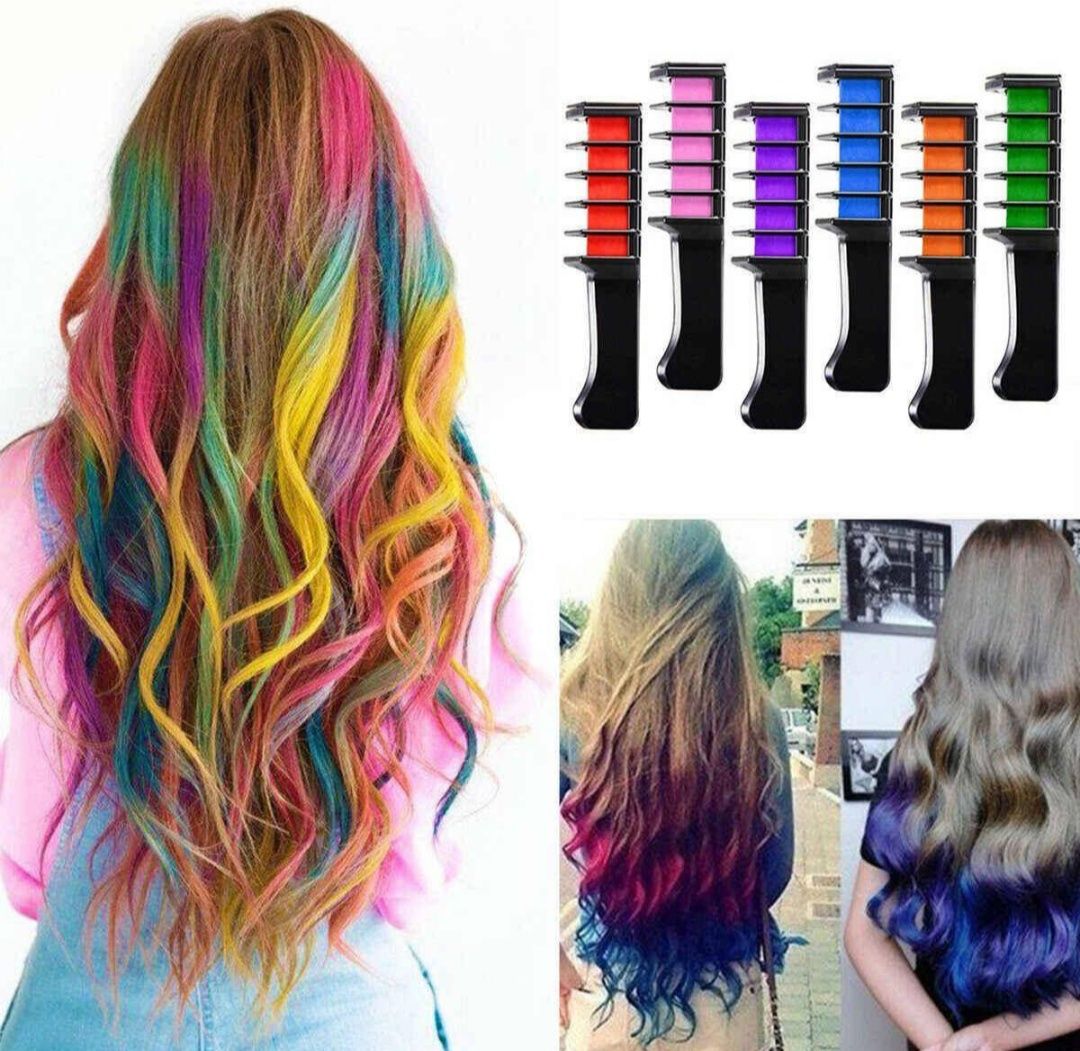 Набір гребінців 10 шт. з кольоровими крейдами для волосся Hair chalk