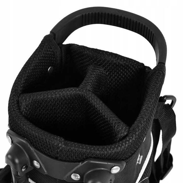 Torba golfowa na kije z dwójnogiem, 4 kieszenie czarna lekka i pojemna