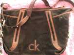 Calvin Klein torba worek skora naturalna zamsz