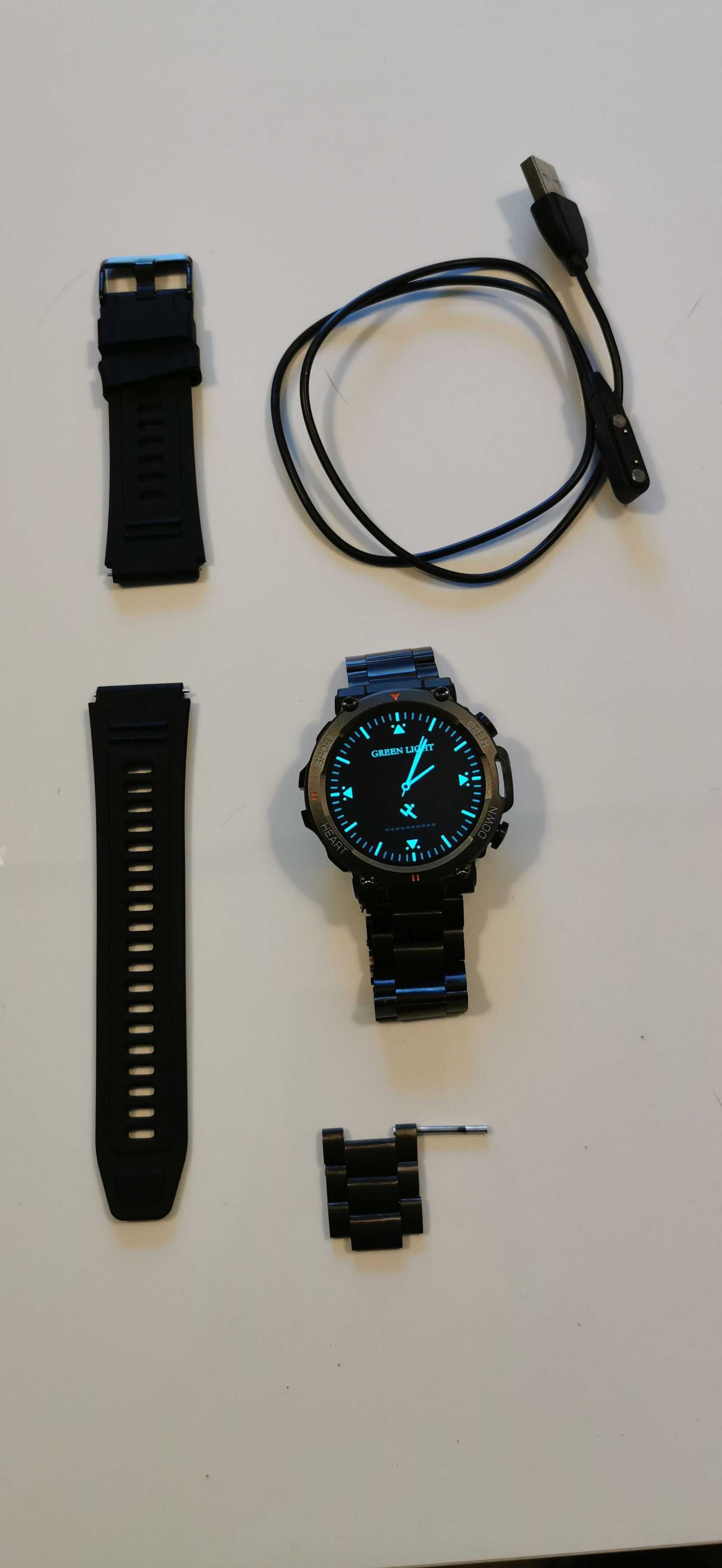 Smartwatch K-56 Pro ze stalową , czarną bransoletą .