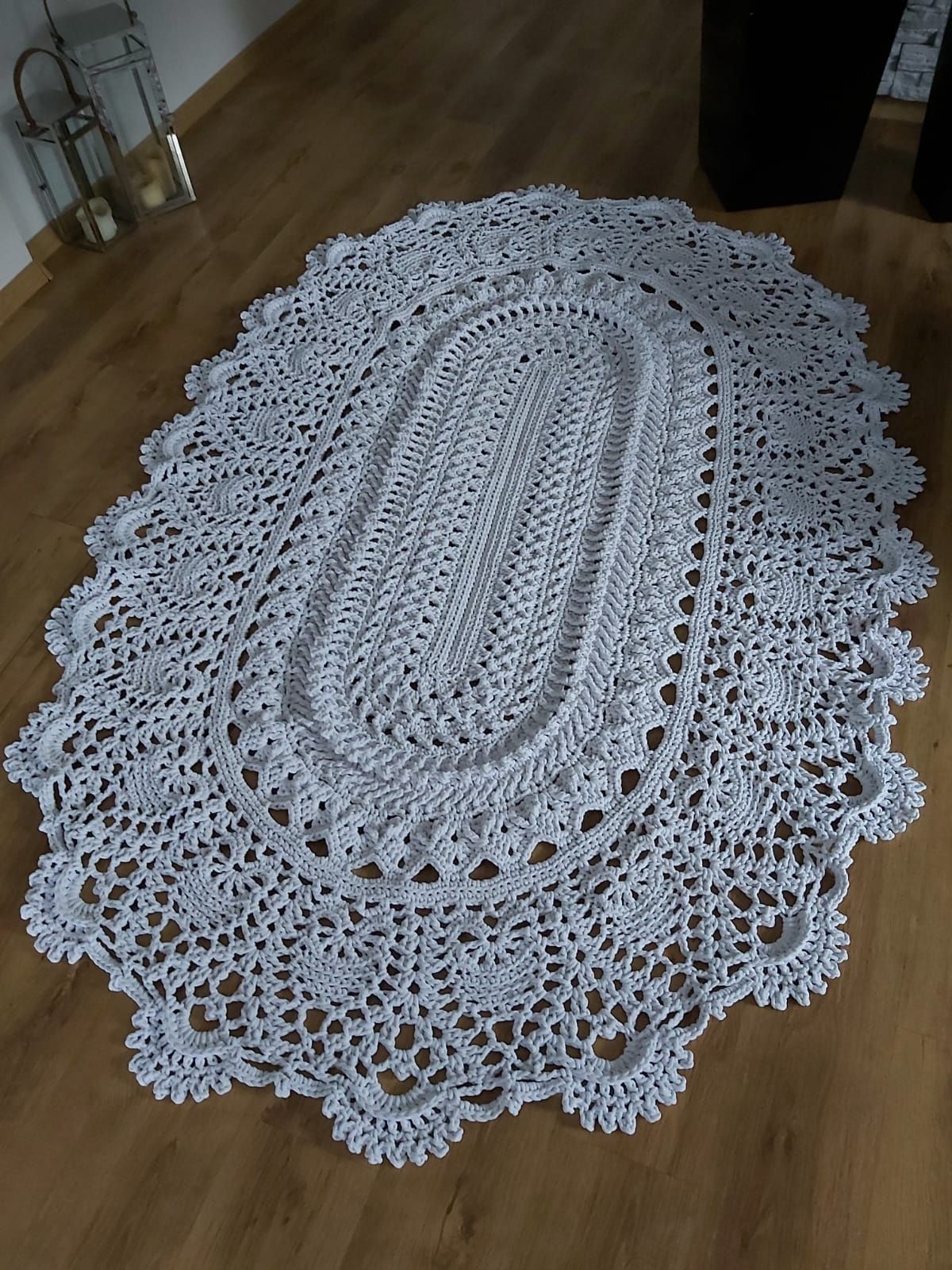 Dywan 160x240 handmade ze sznurka Boho na szydełku biały