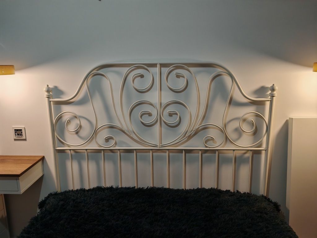 Łóżko Ikea leirvik białe metalowe 140x200