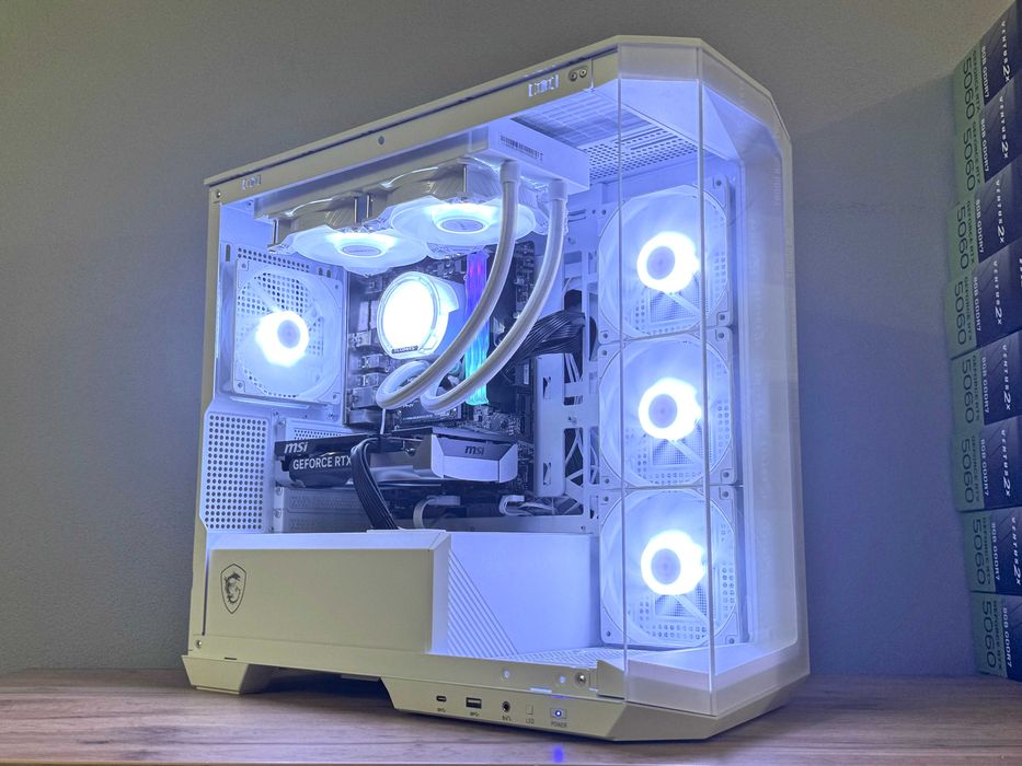 Biały Komputer RTX 5060 Ryzen 5 Akwarium Gamingowy do Gier FV23% Nowy