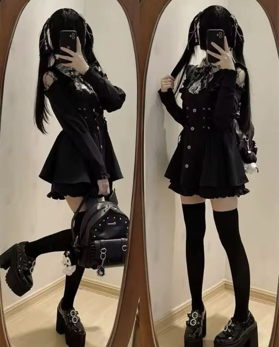 Комплект міні сукня  +спідниця JK Лоліта Dark Girly