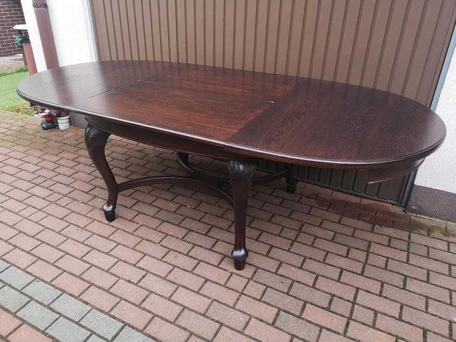 Stół Owalny Dębowy Duży Antyk Stary Rozkładany Po Renowacji.