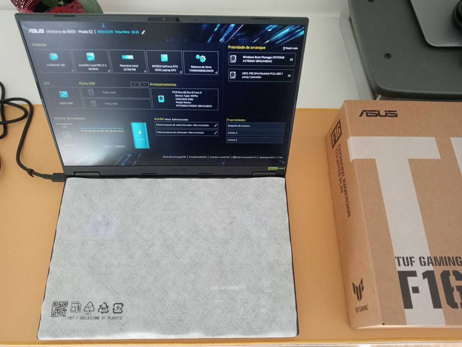 Portátil Asus TUF Gaming F16 (2025) Jaeger Gray - NOVO!