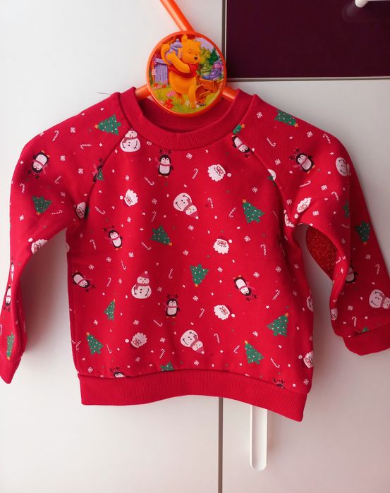 HM nowa bluzka świąteczna + Primark bluza 86 mikołaj święta