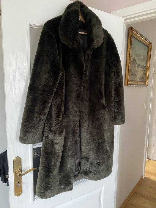 Plaszcz kozuch teddy ciemnozielony