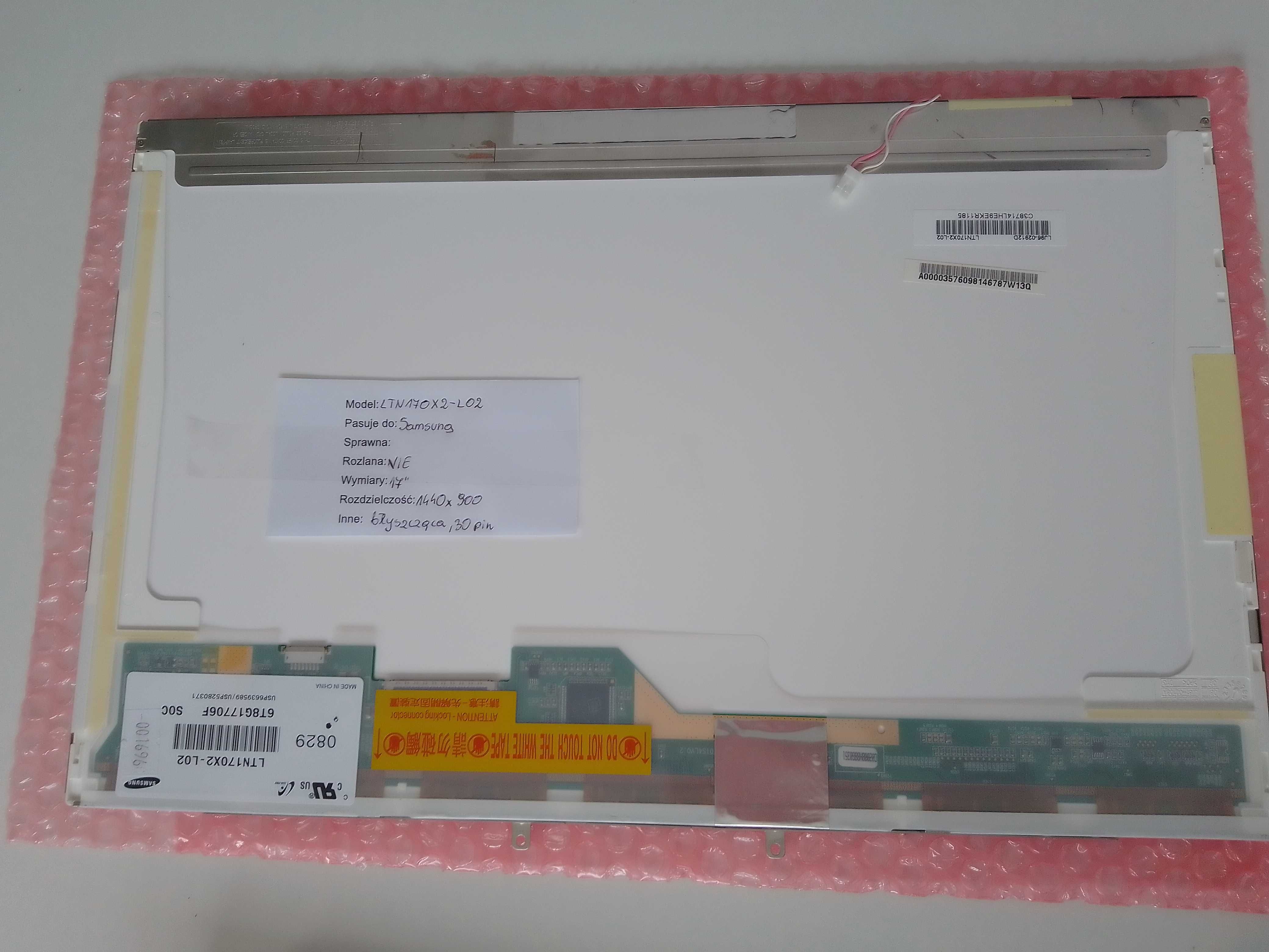 Matryca Samsung	LTN170X2-L02	 17" błyszcząca (001696)