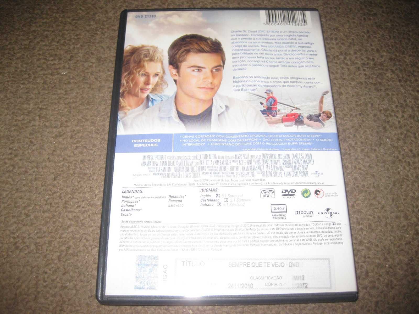 DVD "Sempre Que Te Vejo" com Zac Efron