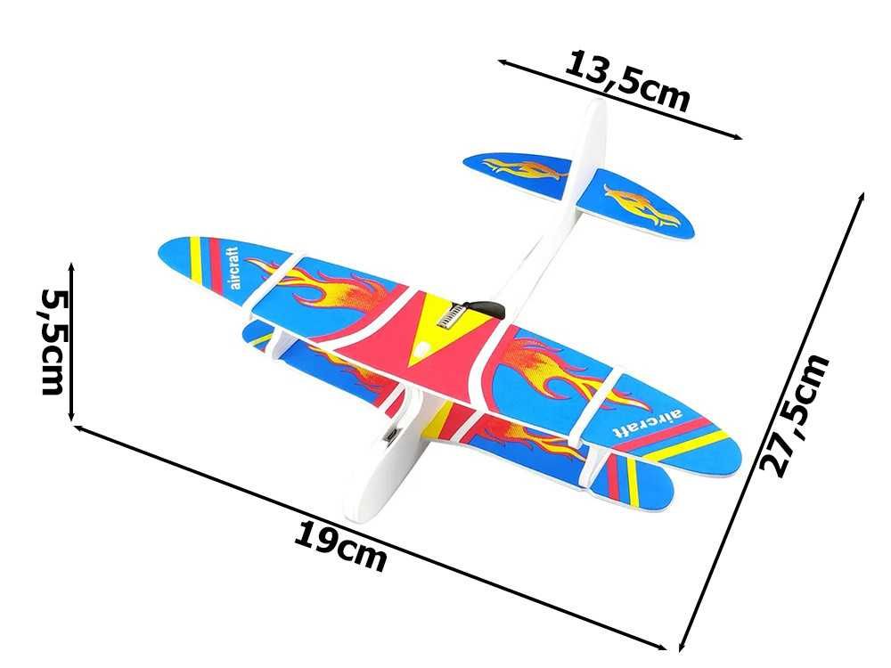 Samolot styropianowy latający piankowy USB LED szybowiec rzutka silnik