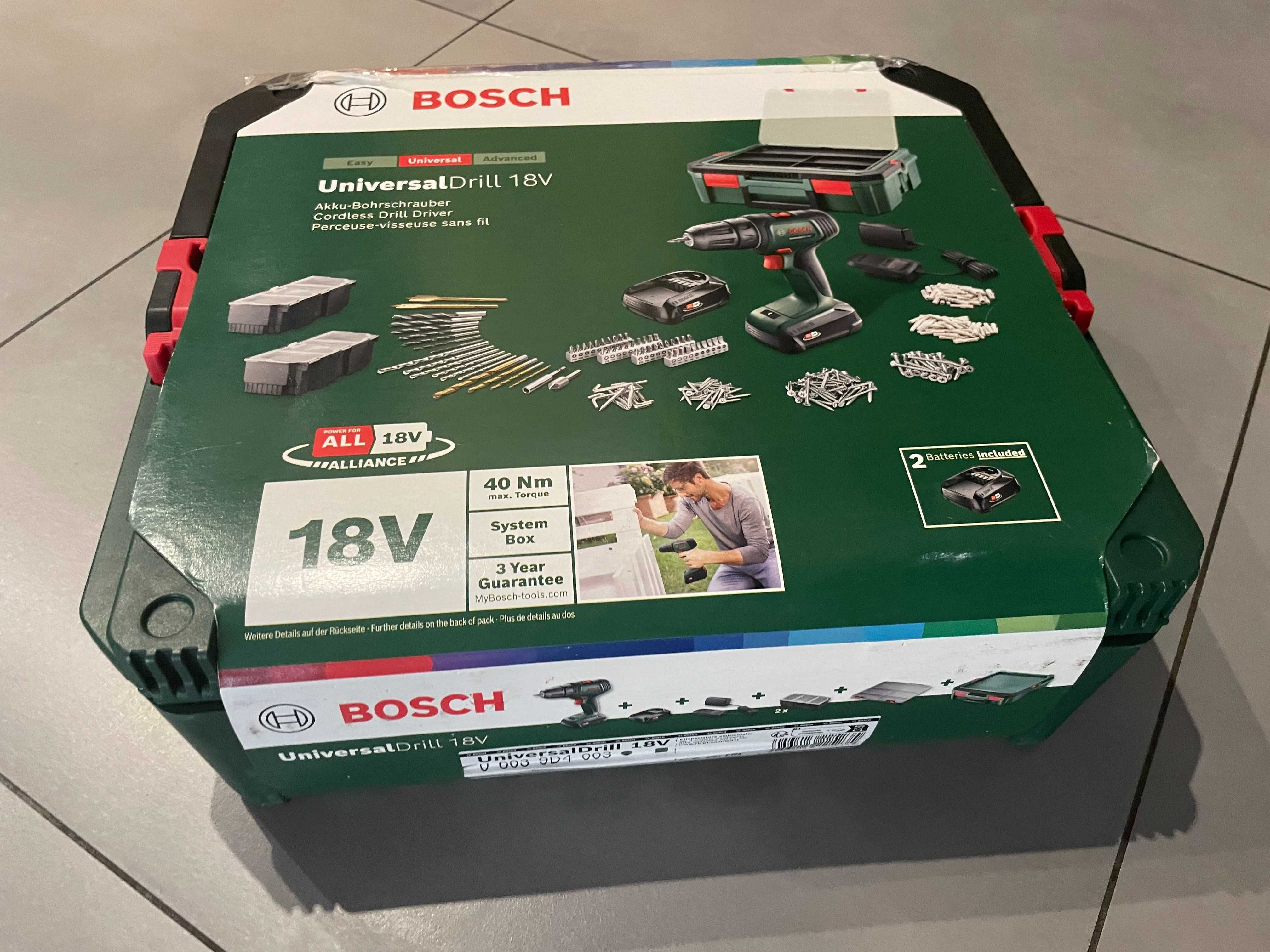 Wiertarko-wkrętarka BOSCH UniversalDrill 18V 06039D4003 zestaw nowy