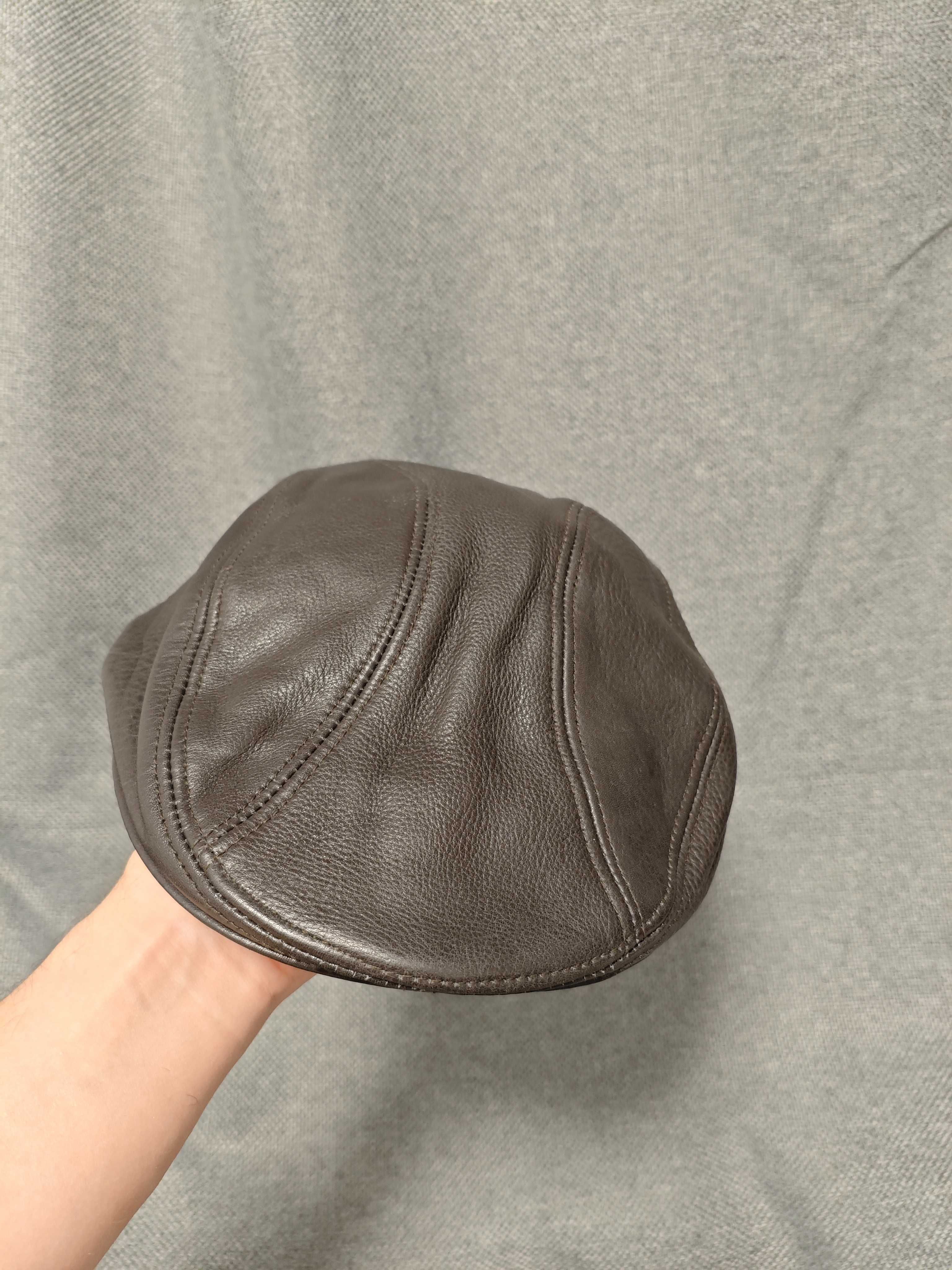 Lesa collection M кепка плоска шкіряна коричнева чоловіча картуз шкіра