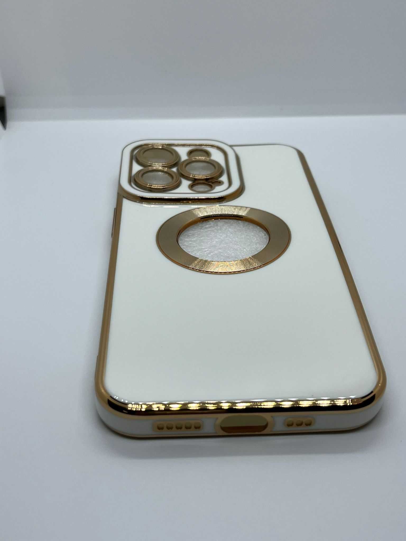 Iphone 13 PRO Etui Case Obudowa Silikonowa Biało-Złota kod 2394