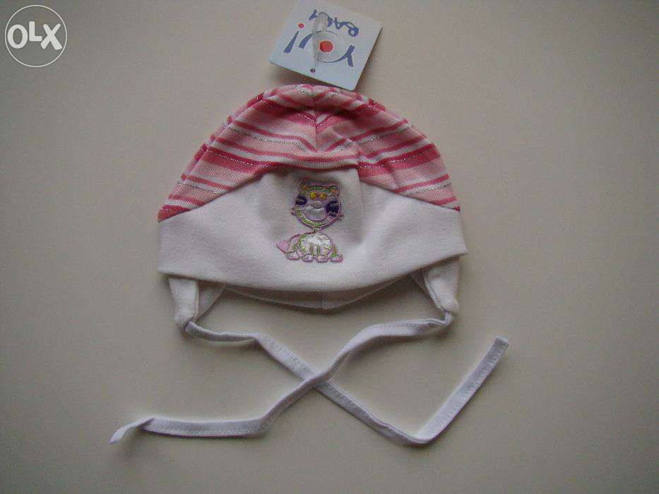 NOWA czapka niemowlęca z kotkiem YO! BABY dwa wzory rozm. 62