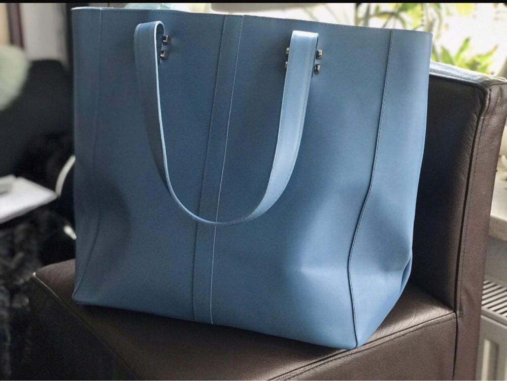 Błękitna duża torebka do ręki shopper Verona
