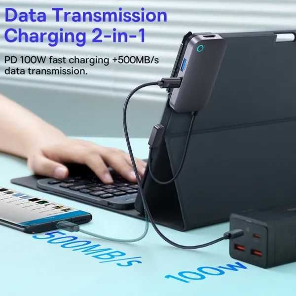 USB-хаб Baseus Type-C HUB PadJoy 4-в-1 | 4K HDMI + USB + зарядка Серый