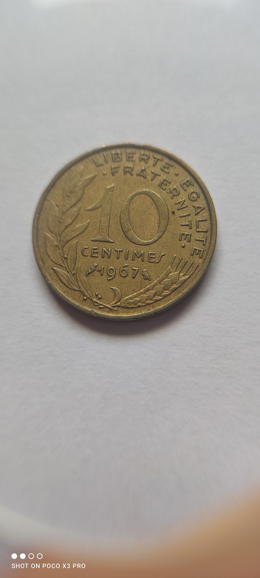 Moneta 10,20,20 Centimes 1967, 1975,1985