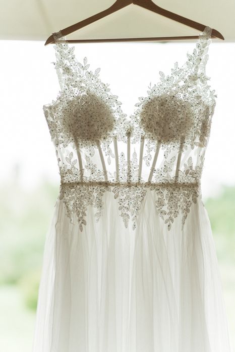 Tiulowa długa Suknia ślubna