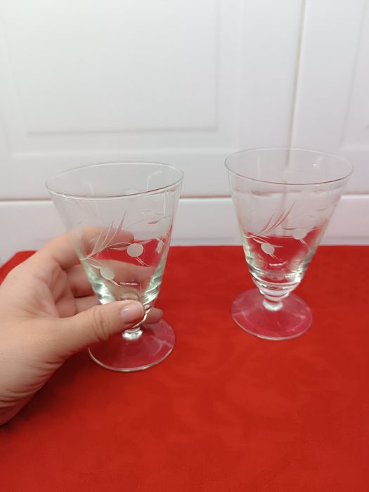 Conjunto 2 Copos Vinho. Cristal Vintage. 12 cm