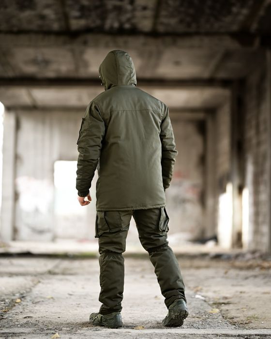 Зимний костюм олива, зимняя одежда, костюм олива мужской