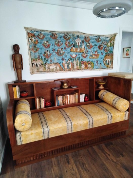 Sofá ou Cama de dia Art Deco Vintage, Restaurada, Anos 30