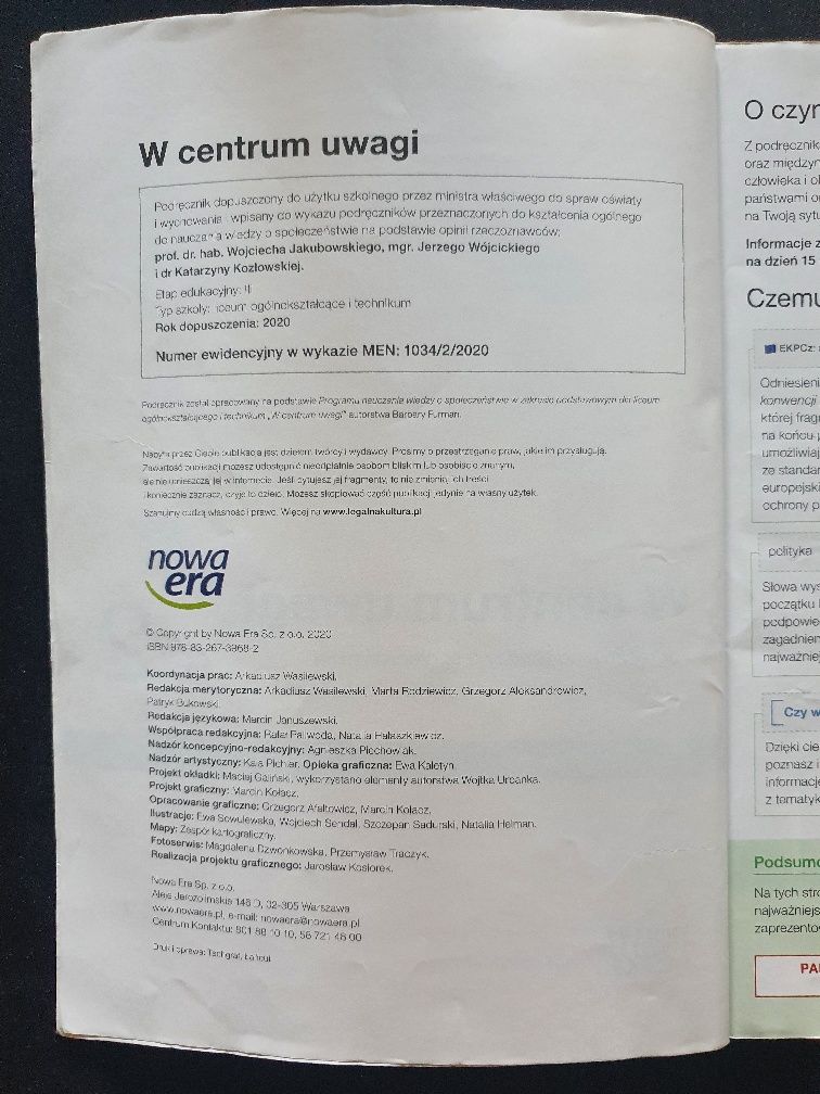 Podręcznik W CENTRUM UWAGI 2 nowa era