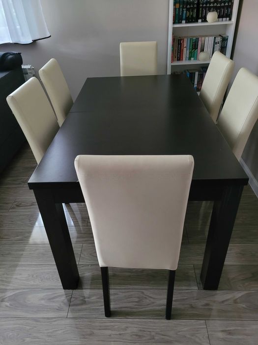 Stoł z krzesłami, rozkładany wenge 90×160×78 rozkladany do 320