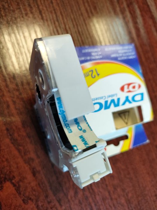 Taśma Dymo D1 12 mm czarny nadruk naklejki do drukowanie 45016 Black