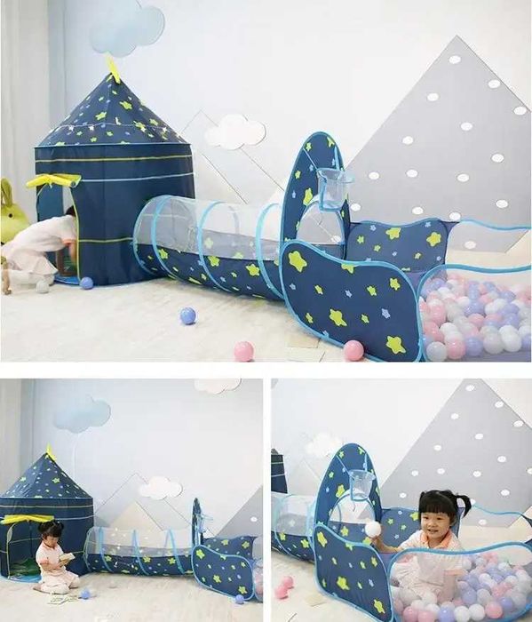 Дитячий ігровий будиночок-намет "Замок" 3в1 з тунелем та басейном