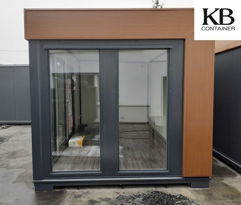 Ładny przeszklony kontener biurowy / Kontener socjalny 6,0 x 3,0 m