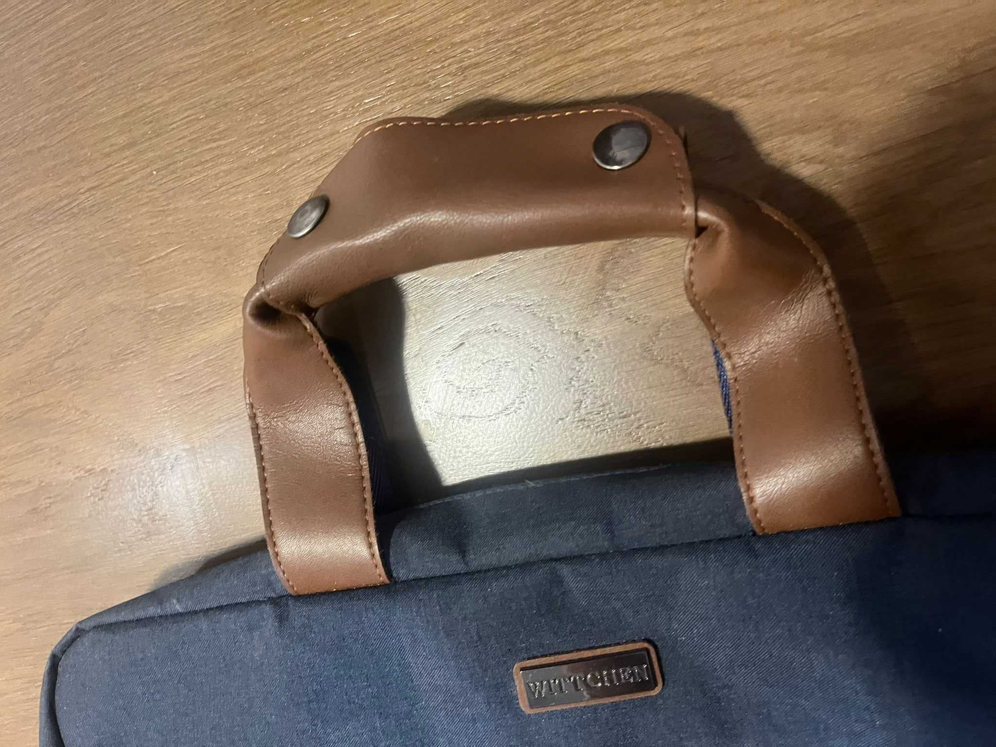 Elegancka torba na laptopa ze skórzaną rączką