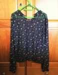 Blusa preta transparente com flores Zara, tamanho XS - nova