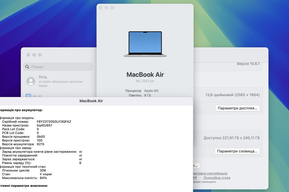 Apple Macbook Air 13.6 M2 2022 8GB RAM 256GB SSD IL6365