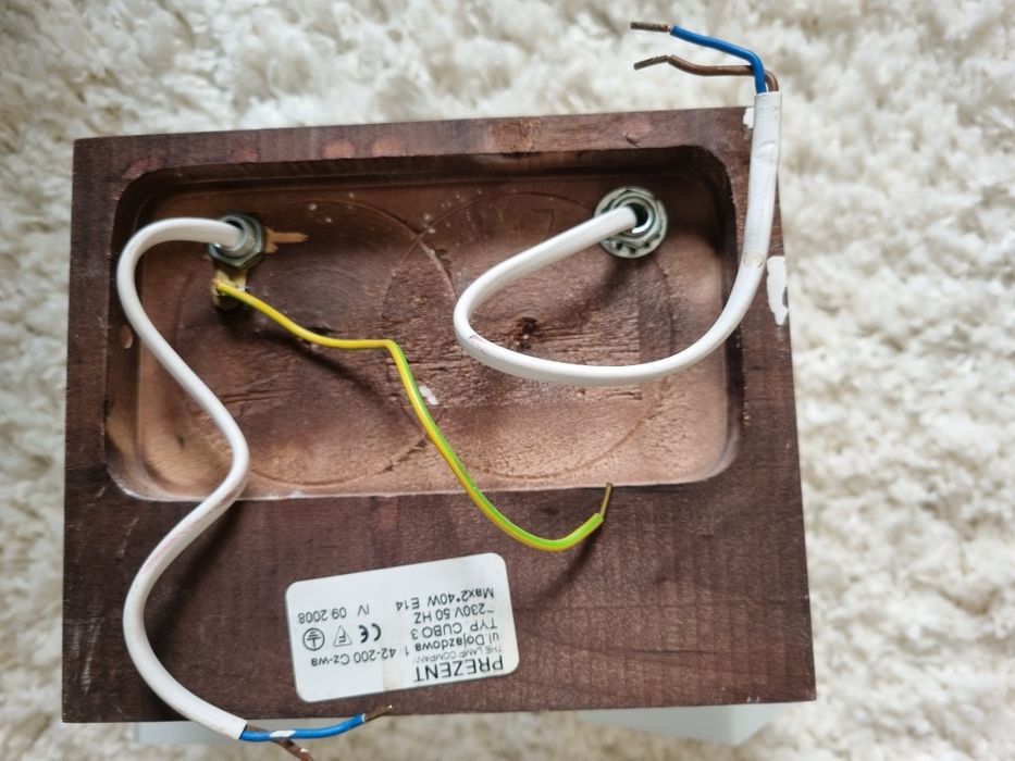 lampa kinkiet - szkło,drewo, nikiel