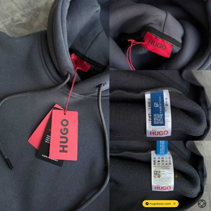 Худі Hugo Boss Premium на флісі з qr-кодом i57/HG102