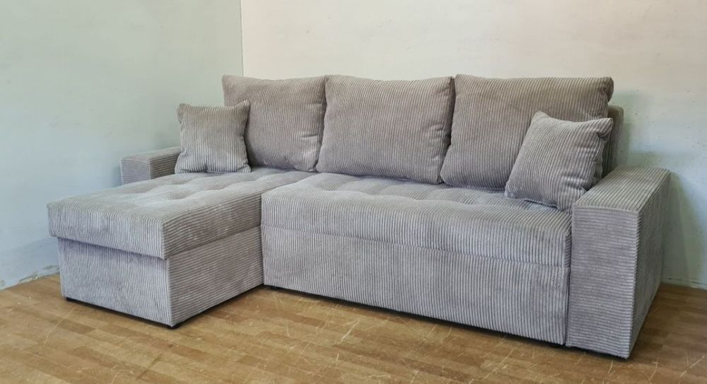 Nowy Narożnik sprężyny automat sztruks welur plusz kanapa sofa rogówka