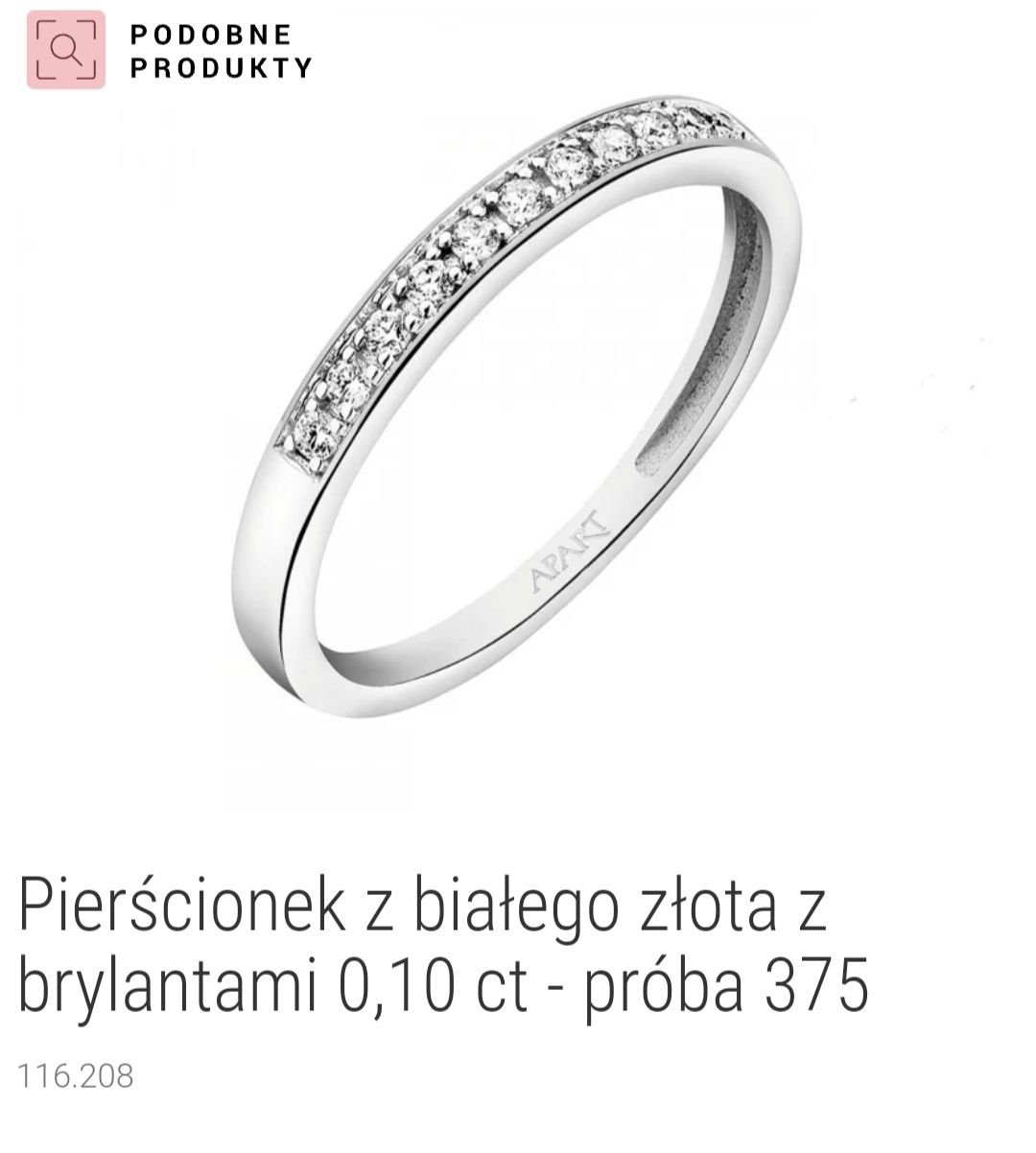 Pierścionek z białego złota brylantami prezent święta prezent 13 Apart