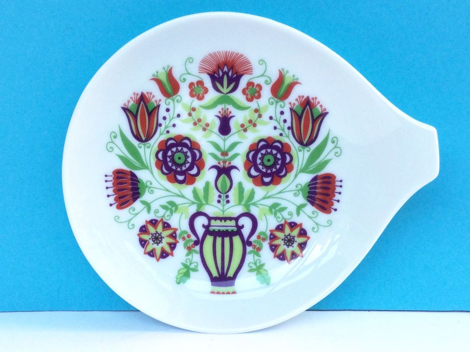1967 Prato de Porcelana para Limão | Bidasoa Espanha | Arte Folclórica