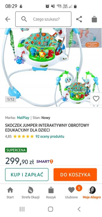 Skoczek jumper interaktywny, obrotowy, edukacyjny